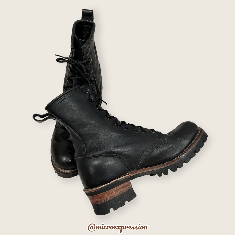 Frye Logger 8G Black Leather Vintage Combat Durable LaceUp Work/Hiking Moto Boot - Picture 11 of 14